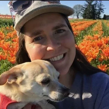 Alison Ward with her dog Papi — dog boarding in Beaverton